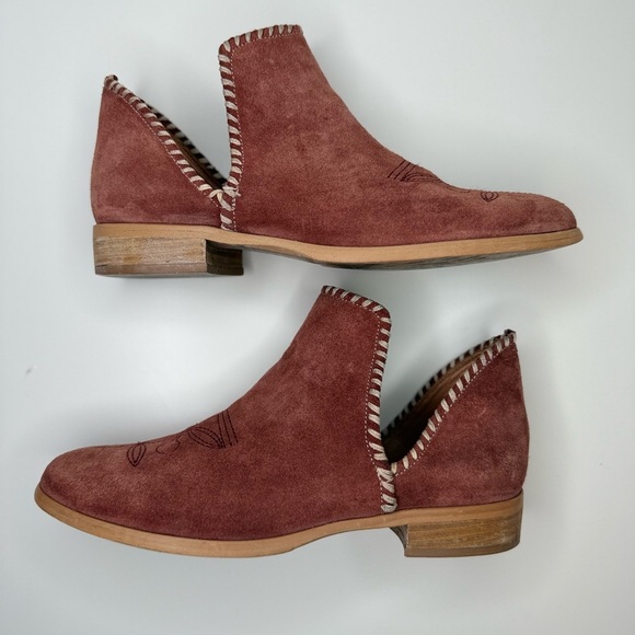 Sundance Lola Whipstitched Boots in Rust Suede EU 39/US 8.5 Cut Out Embroidered - Picture 15 of 16
